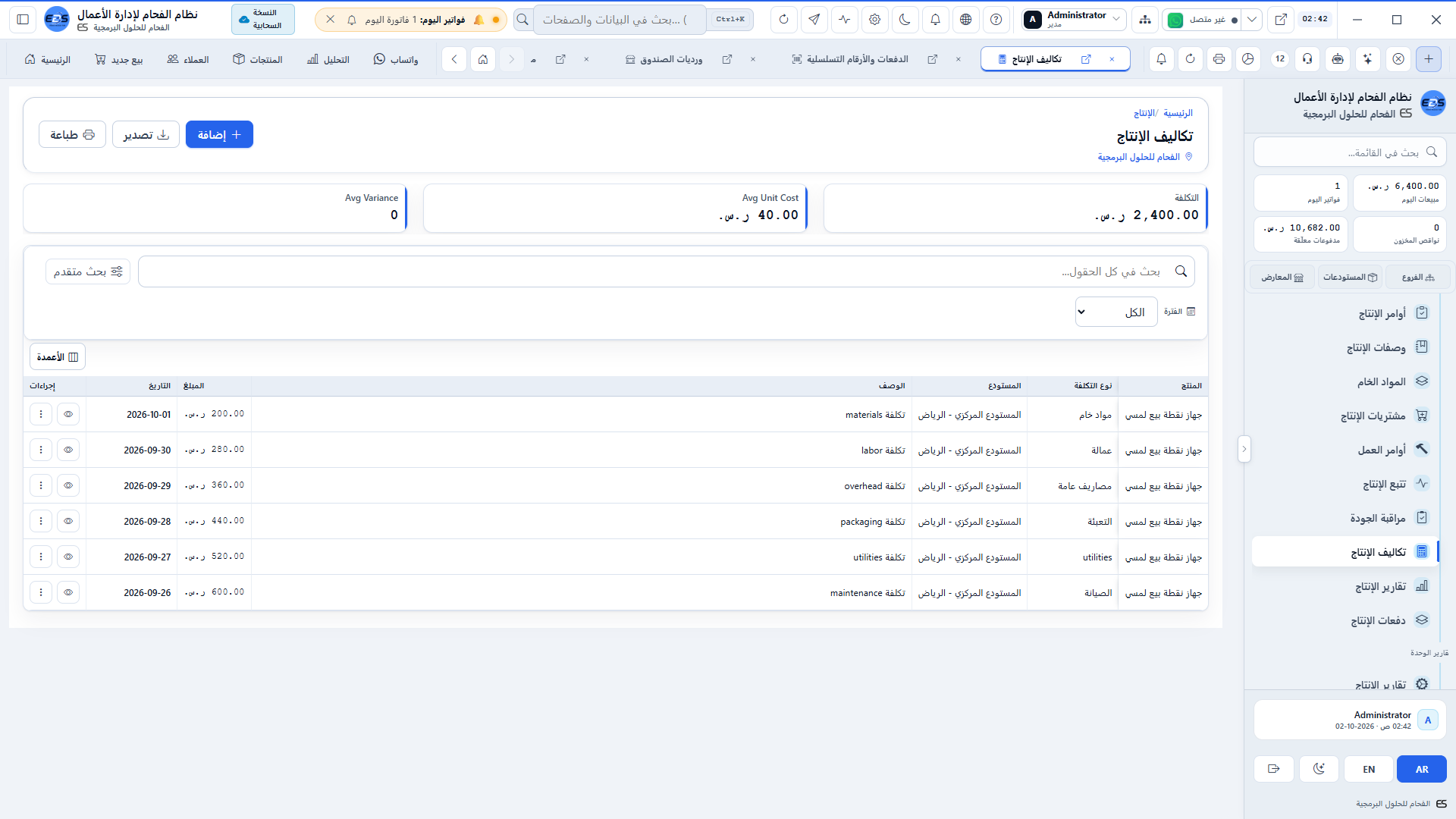 احتساب تكاليف التصنيع - توزيع تكلفة المواد المباشرة والأجور والمصاريف الصناعية
