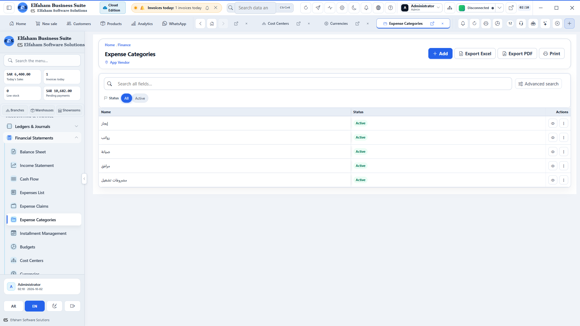 Expense Categorization - hierarchical expense types and budget allocation