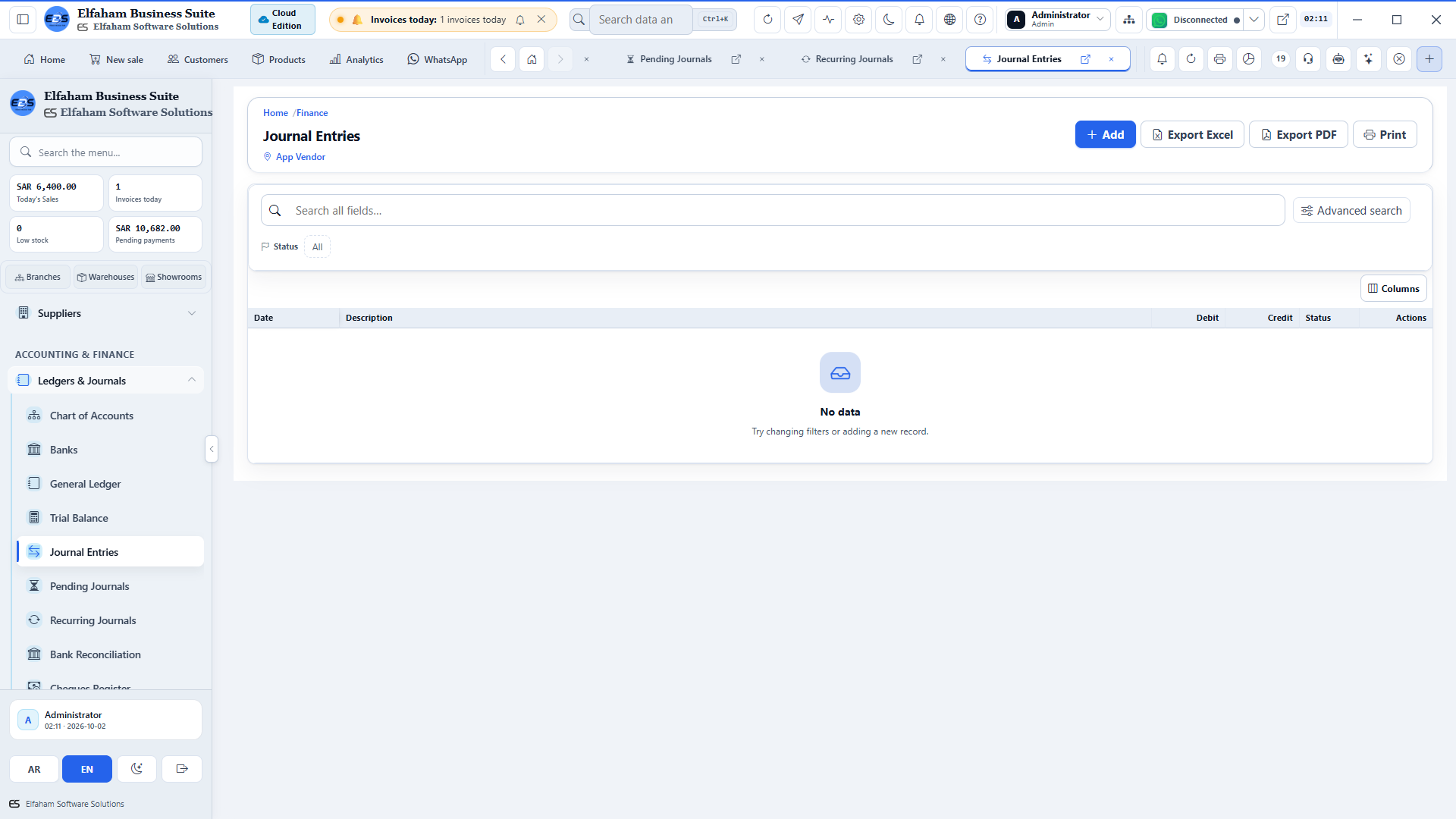 Payment & Receipt Vouchers - structured cash vouchers with auto-posting to ledger