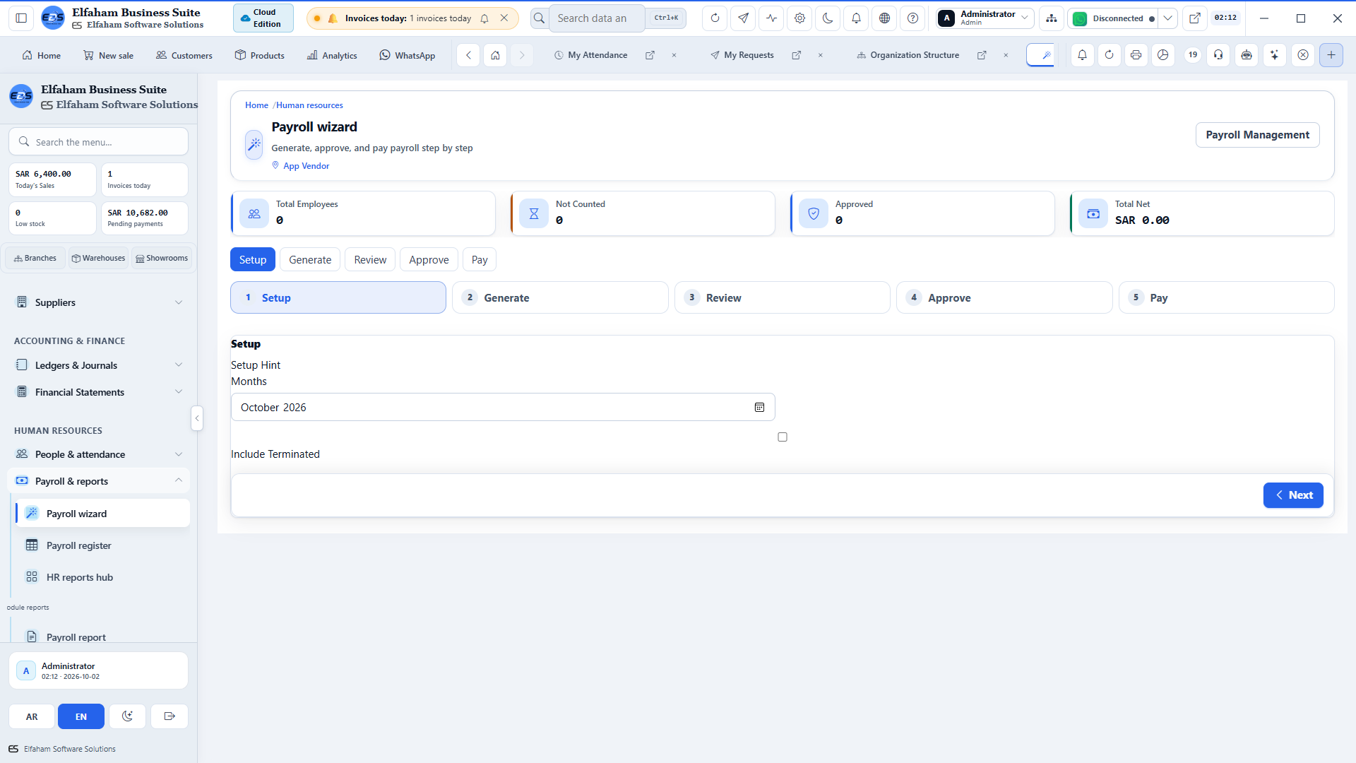 Payroll Processing Run - automated monthly payroll batch generation and bank slips