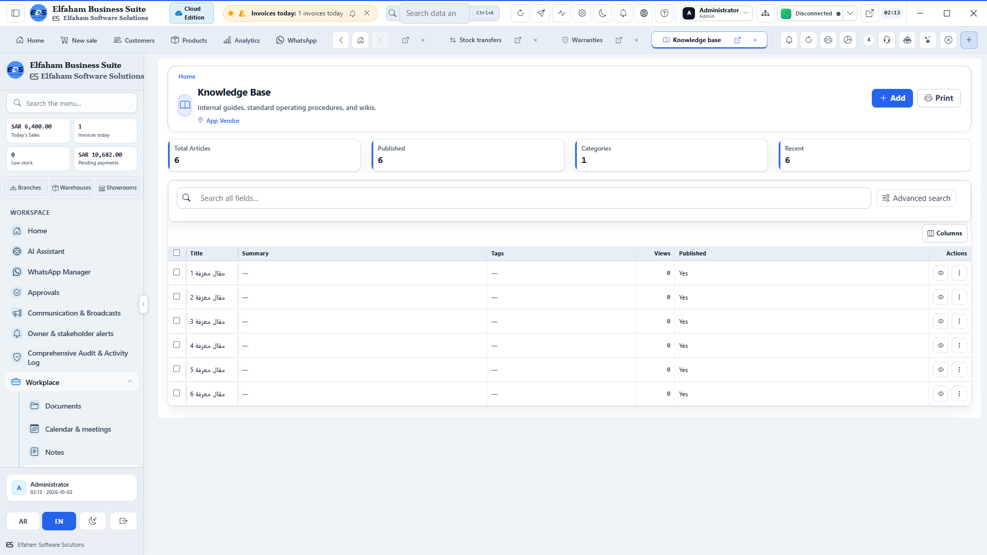 Knowledge Base & SOPs - operational manuals, standard operating procedures, and guides