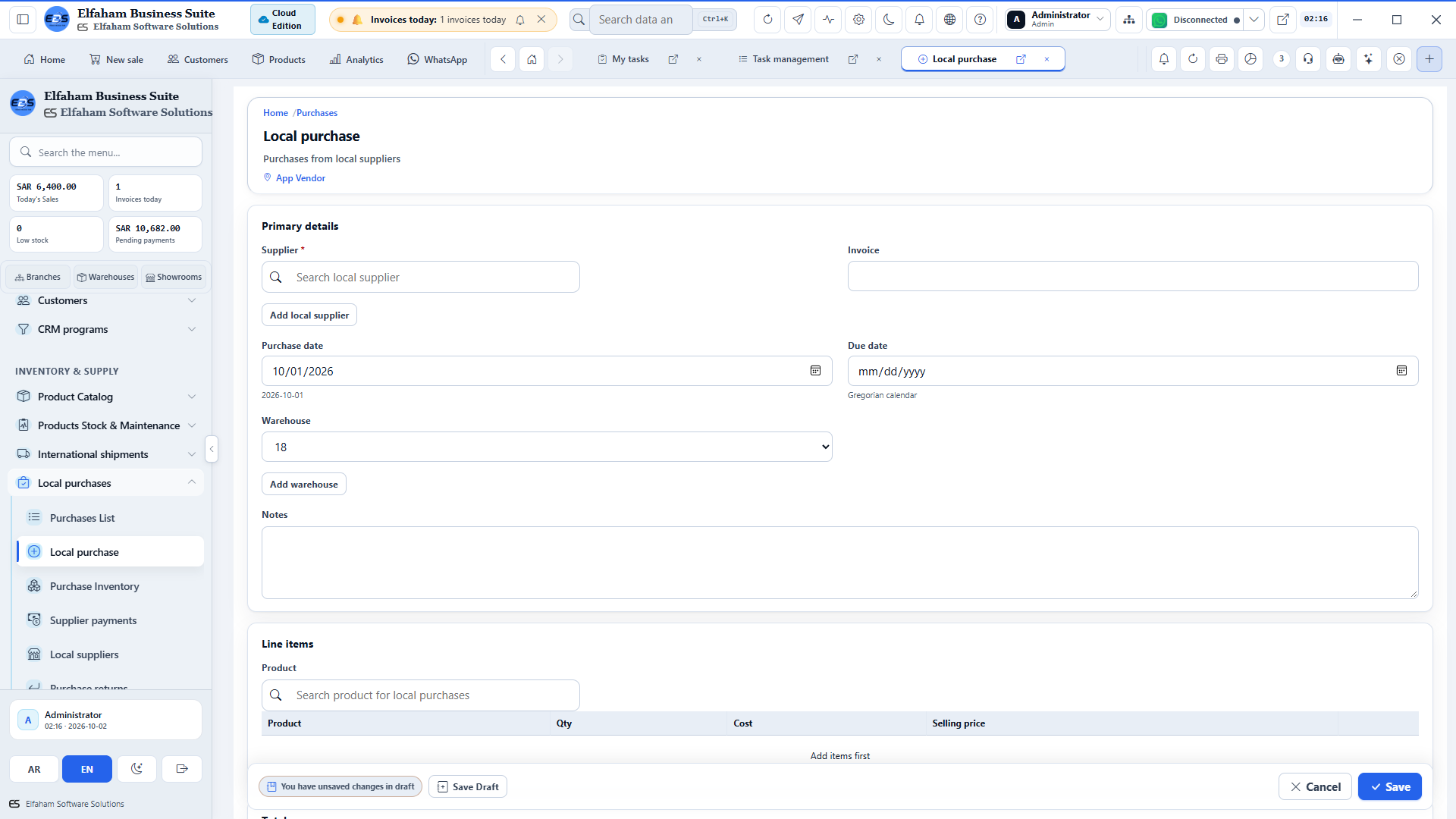 Purchase Order Creation - structured procurement requisitions and approvals