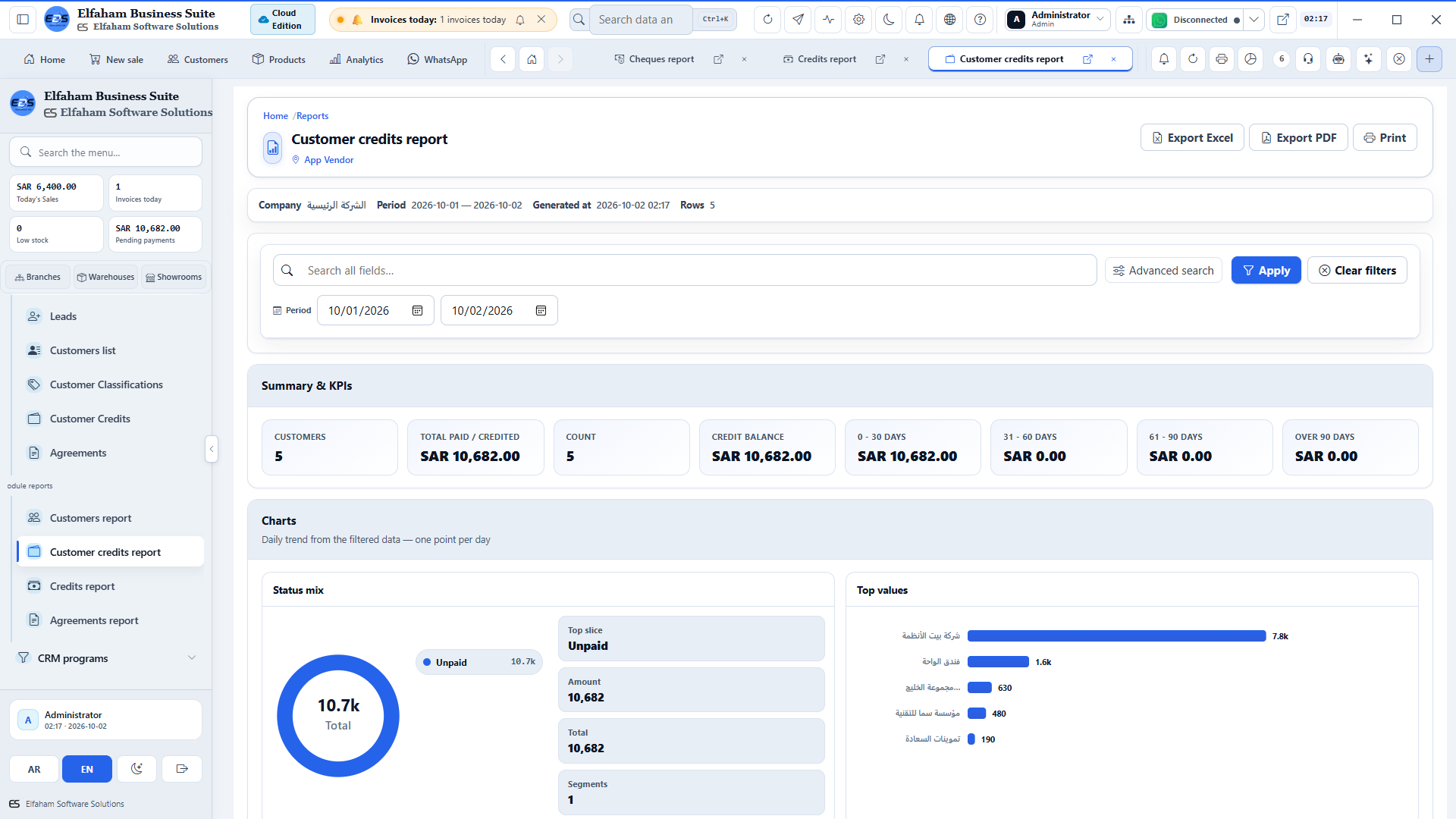 Customer Account Statements - detailed transaction history, running balance, and SOA