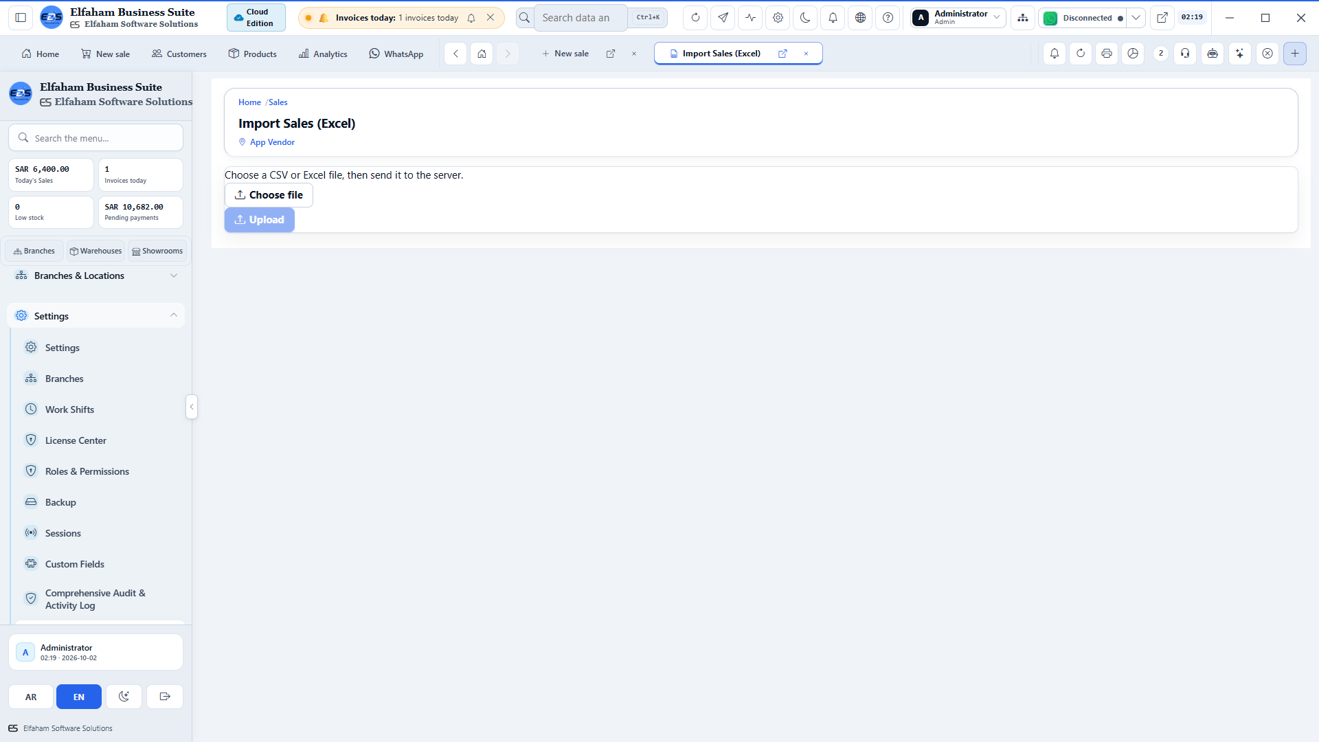 Bulk Sales Import - migrate historical invoices and batch receipts from CSV/Excel