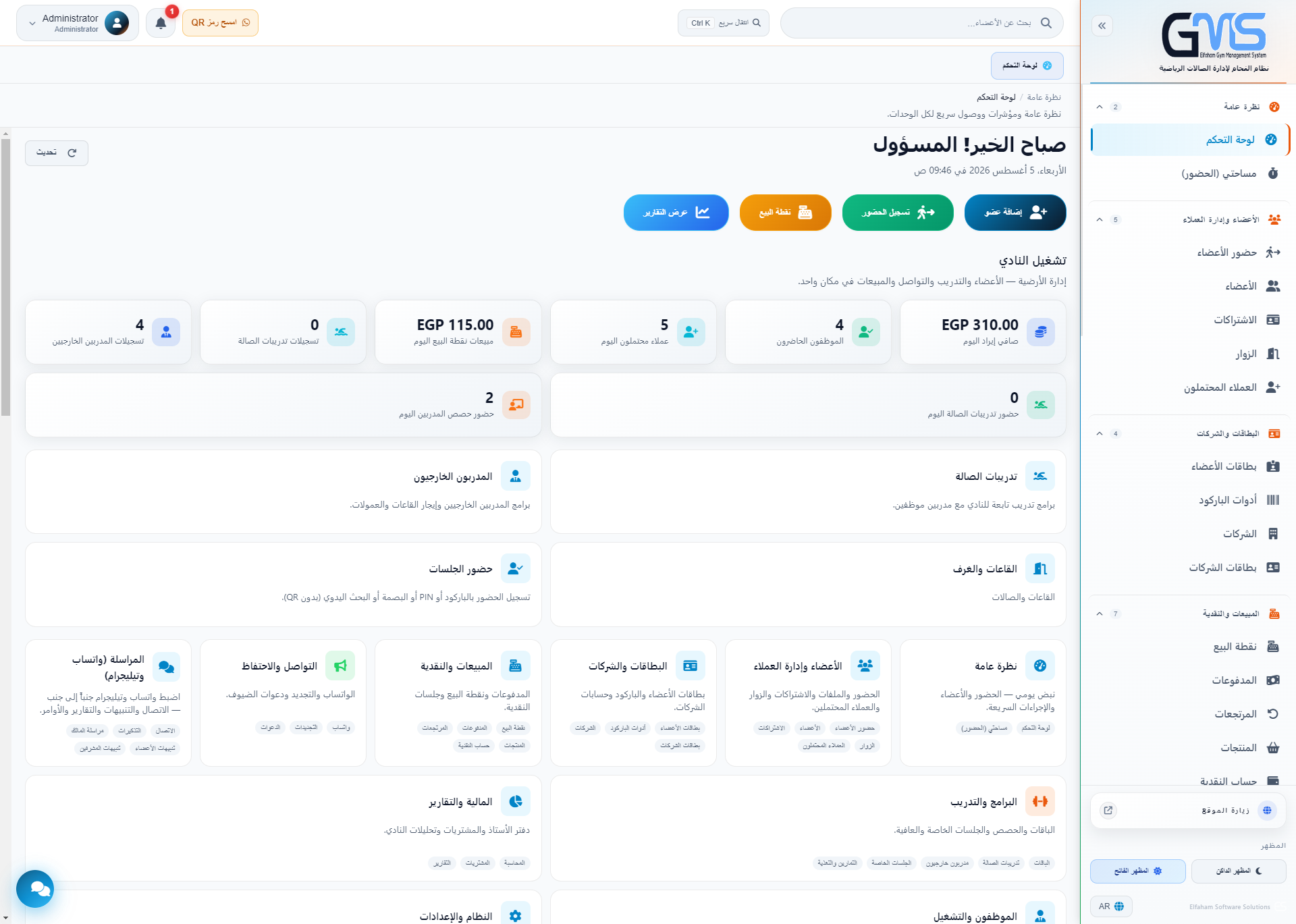 لوحة التحكم السحابية الموحدة - مؤشرات الفروع الحية والبث اللحظي
